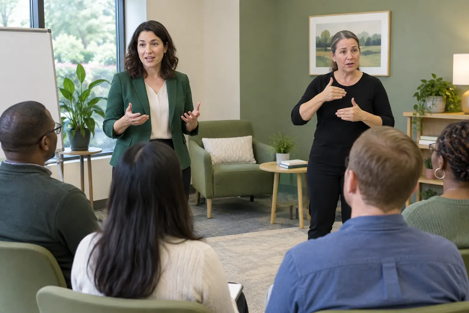 Clear instructional guidance provided in an open community space for group engagement.
