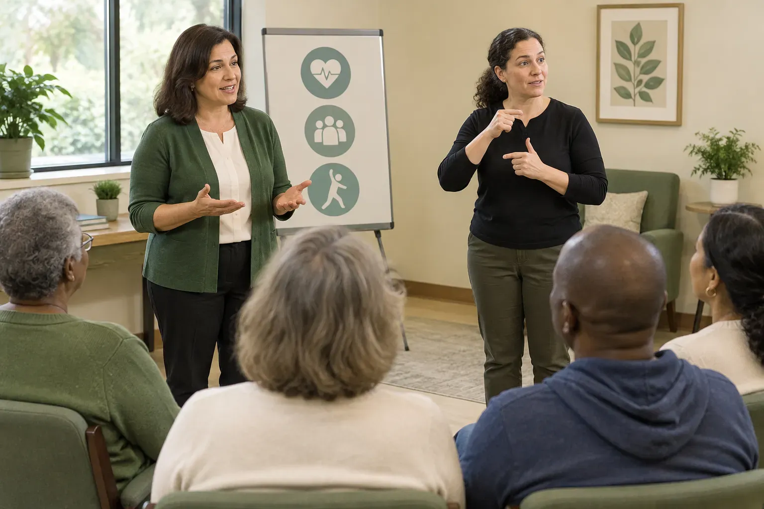 A health program consultation space prepared for accessible communication